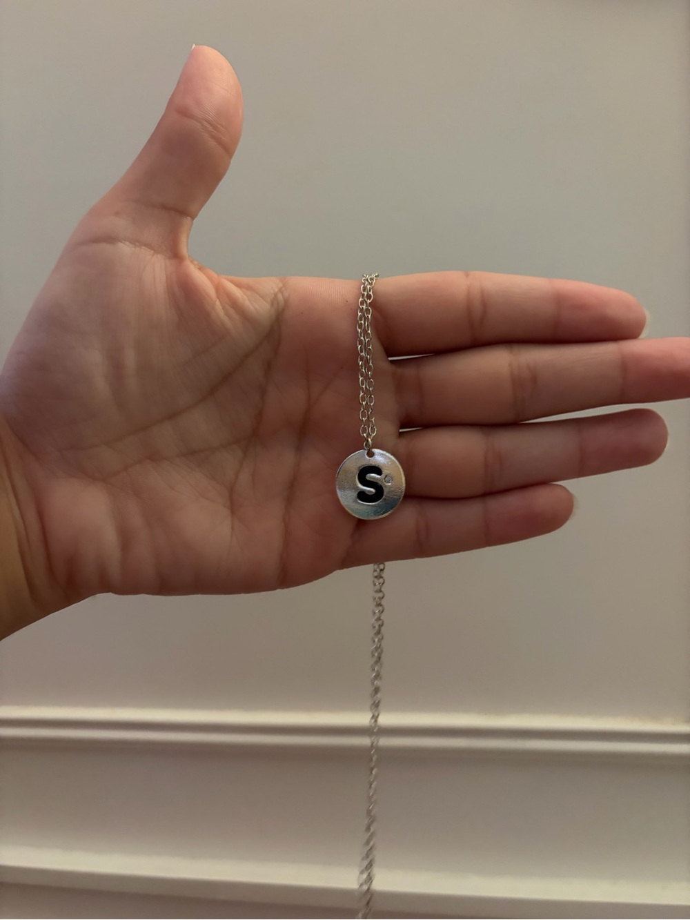 Claire's Silver 'S' Initial Disc Necklace